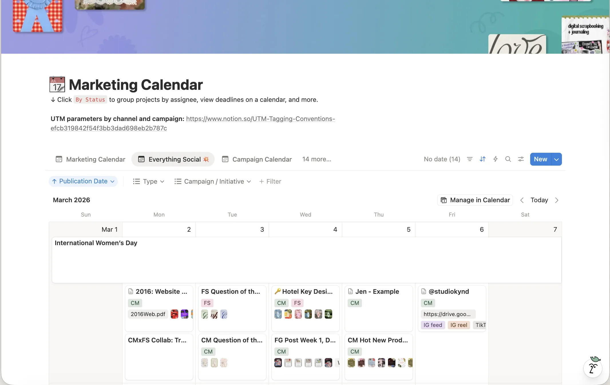 Brand Calendar Notion view