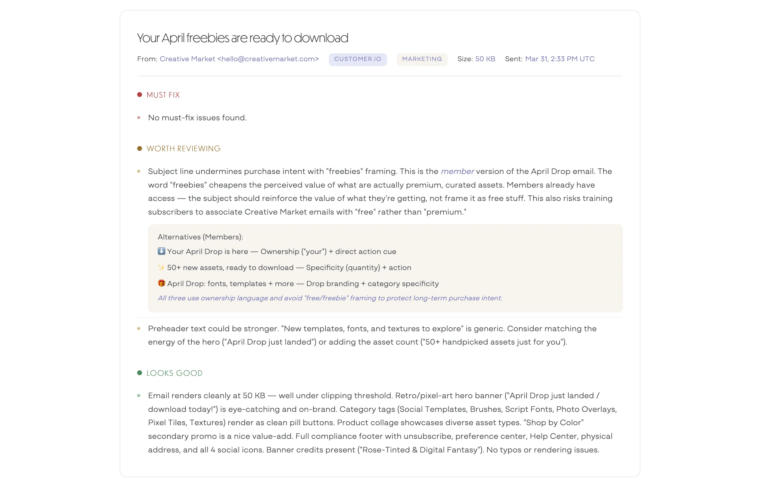 Brand QA detailed report